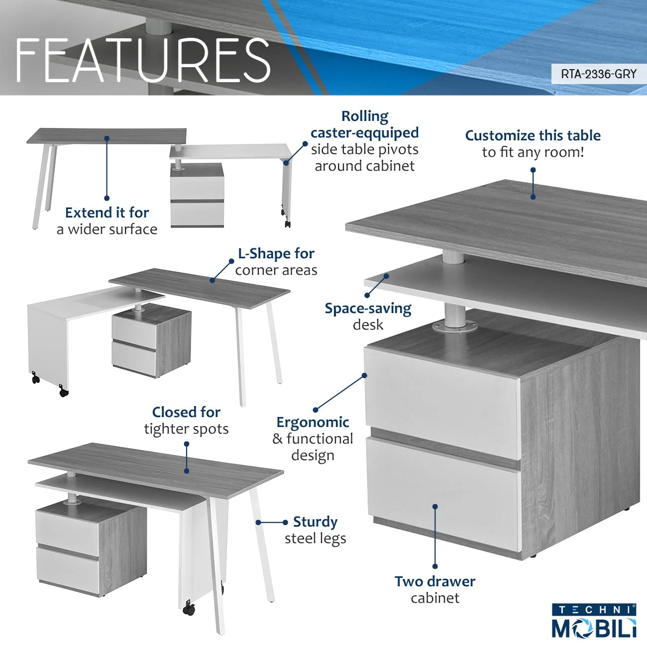 Teen Office Desk with Drawers